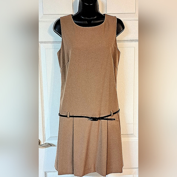 Calvin Klein Brown Belted Shift Dress - Picture 1 of 5